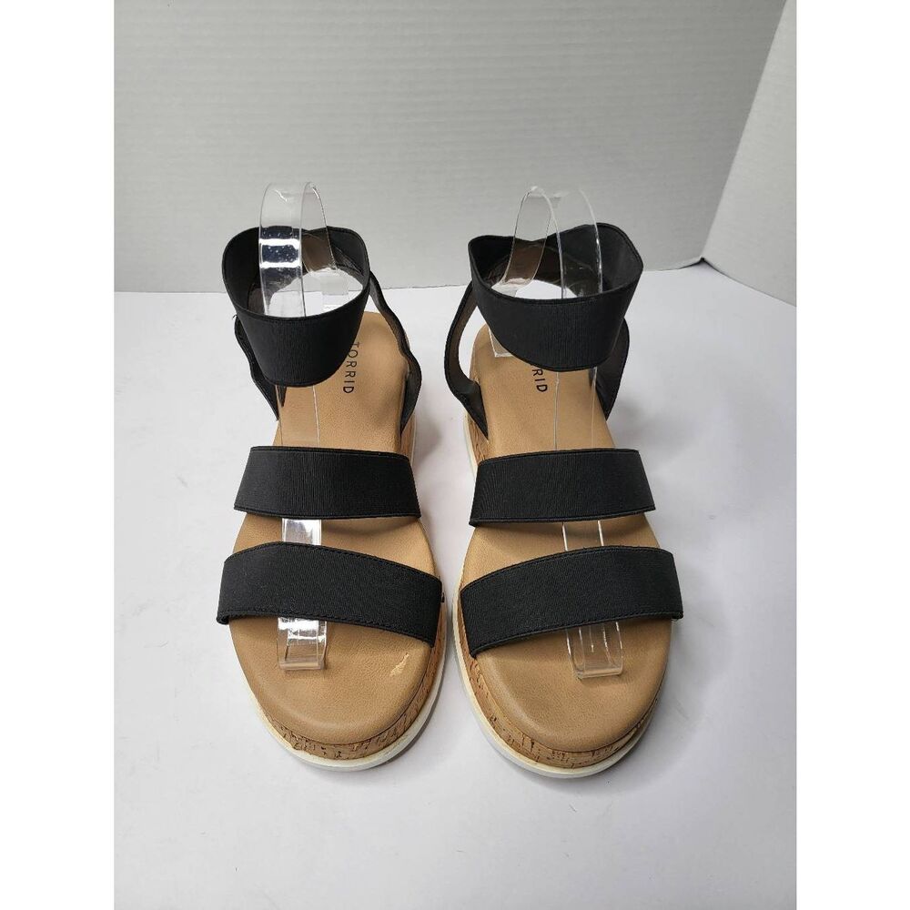 Torrid Strapped Sandals Elastic Straps Size 8W Black